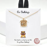 99908, GOLD DIPPED, "GO BULLDOGS" BULLDOG NECKLACE
