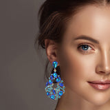 99932, MULTI SHAPE RHINESTONE DANGLE EARRING