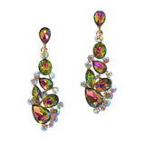 99933, MULTI SHAPE RHINESTONE DANGLE EARRING