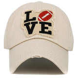 99945, "LOVE" FOOTBALL WASHED VINTAGE BALL CAP