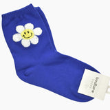 99987, SMILE HAPPY FACE FLOWER PRINT SOCKS
