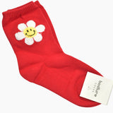 99987, SMILE HAPPY FACE FLOWER PRINT SOCKS