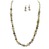 Faceted Stone Glass Bead Long Necklace – Gold/Brown · NE8815BN_JM 9