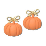 GSE4879-ORG_CRT 9 · Resin Pumpkin Bow Stud Earrings – Mat Gold/Orange