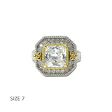 14K Gold Plated Two Tone Clear Square CZ Statement Ring – 7 · K2360C-7 9
