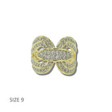14K Gold Plated Pave CZ Crossover Statement Ring – 9 · K2322-9_MX 9