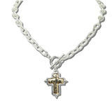 NW20348SV_WT 9 · Textured Rope Chain Cross Necklace – Silver