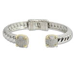 103496, CUBIC ZIRCONIA ACCENT DESIGNER INSPIRED HINGED CUFF BRACELET