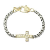 108701, 14K GOLD PLATED CROSS CUBIC ZIRCONIA ACCENT BRACELET