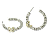 108618, 14K GOLD PLATED X ACCENT DESIGNER INSPIRED HOOP EARRING