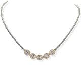 107462, 14K GOLD PLATED GEOMETRIC CUBIC ZIRCONIA ACCENT DESIGNER INSPIRED NECKLACE