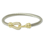 108587, 14K GOLD PLATED CUBIC ZIRCONIA ACCENT BUCKLE DESIGNER INSPIRED BRACELET