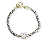 107138, 14K GOLD PLATED HEART CUBIC ZIRCONIA DESIGNER INSPIRED BRACELET