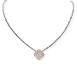 107249, 14K GOLD PLATED CLOVER PAVE CUBIC ZIRCONIA DESIGNER INSPIRED NECKLACE