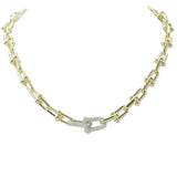 108732, 14K GOLD PLATED BALL CHAIN LINK CUBIC ZIRCONIA ACCENT DESIGNER INSPIRED NECKLACE