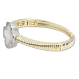 107465, 14K GOLD PLAED CLOVER MOTHER OF PEARL CUBIC ZIRCONIA ACCENT DESIGNER INSPIRED BRACELET