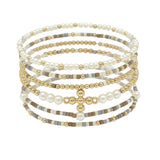 108547, CROSS ACCENT DAINTY MULTI LAYERED BEADED STRETCH BRACELET