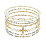 108547, CROSS ACCENT DAINTY MULTI LAYERED BEADED STRETCH BRACELET