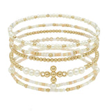 108547, CROSS ACCENT DAINTY MULTI LAYERED BEADED STRETCH BRACELET