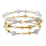 107208, AGATE STONE ACCENT MULTI LAYERED BEADED STRETCH BRACELET
