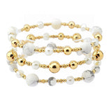 107304, AGATE STONE ACCENT MULTI LAYERED BEADED STRETCH BRACELET