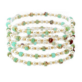 107311, AGATE STONE WITH PEARL BEADED MULTI LAYERED STRETCH BRACELET