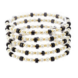 107311, AGATE STONE WITH PEARL BEADED MULTI LAYERED STRETCH BRACELET