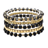 107210, SQUARE AGATE STONE ACCENT MULTI LAYERED BEADED STRETCH BRACELET