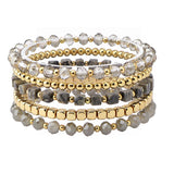 107210, SQUARE AGATE STONE ACCENT MULTI LAYERED BEADED STRETCH BRACELET