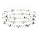 108446, 3 PC PEARL BALL BEADED MULTI LAYERED STRETCH BRACELET