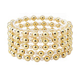 108447, 5 PC PEARL BALL BEADED MULTI LAYERED STRETCH BRACELET