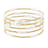 107132, FRESHWATER PEARL ACCENT MULTI LAYERED BEADED STRETCH BRACELET