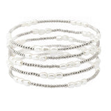 107132, FRESHWATER PEARL ACCENT MULTI LAYERED BEADED STRETCH BRACELET