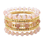 107133, GLASS BEADED MULTI LAYERED STRETCH BRACELET