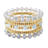 107133, GLASS BEADED MULTI LAYERED STRETCH BRACELET