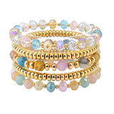 107133, GLASS BEADED MULTI LAYERED STRETCH BRACELET