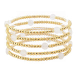 107313, ROUND AGATE STONE ACCENT MULTI LAYERED BALL BEADED STRETCH BRACELET