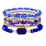 110107, NATURAL SEMI PRECIOUS STONE ACCENT MULTI LAYERED BEADED STRETCH BRACELET
