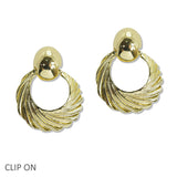 107837, GEOMETRIC TEXTURED METAL CLIP ON EARRING