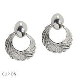 107837, GEOMETRIC TEXTURED METAL CLIP ON EARRING