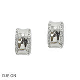 Crystal Rhinestone Accent Metal Clip on Earring - view 5