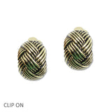 107954, WOVEN METAL CLIP ON EARRING
