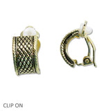 107959, WAFFLE CUT VINTAGE METAL CLIP ON EARRING