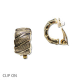 107948, WAVY TEXTURED METAL CLIP ON EARRING