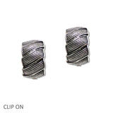 107948, WAVY TEXTURED METAL CLIP ON EARRING