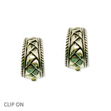 107960, WOVEN VINTAGE METAL CLIP ON EARRING
