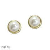108349, ROUND PEARL CLIP ON EARRING
