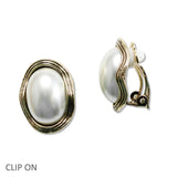 107953, OVAL PEARL ACCENT CLIP ON EARRING