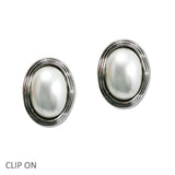 107953, OVAL PEARL ACCENT CLIP ON EARRING