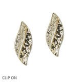107835, HAMMERED LEAF METAL CLIP ON EARRING